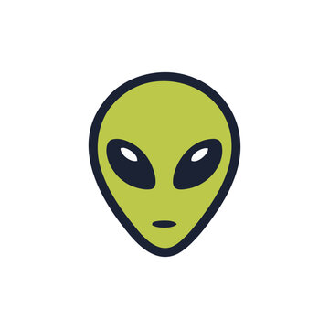 Simple Green Alien Head Extraterrestrial Face Vector Illustration