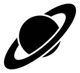 Saturn Planet Icon Black and White Vector Graphic © ANWAR