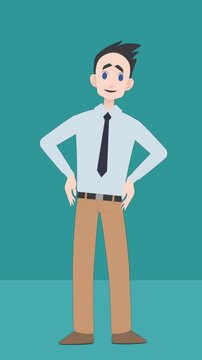 Animation of businessman talking icon over green background