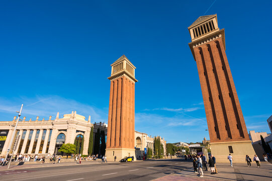 The Venetian Towers in Barcelona City in Spain