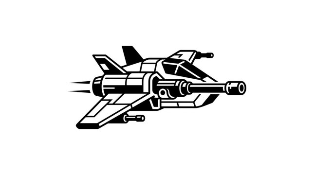 Sci-fi starfighter spaceship side view silhouette