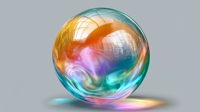 Transparent Glass Crystal Ball with Soft Colored Background Isolated