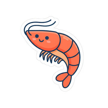 Cute shrimp character illustration isolated on transparent