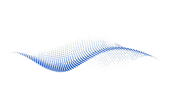 Wave Composition with Minimalist Abstract Design Created From Numerous Small Dots. Dynamic Digital Illustration.