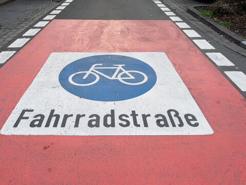 Bicycle Lane Signage with German Text and Symbols