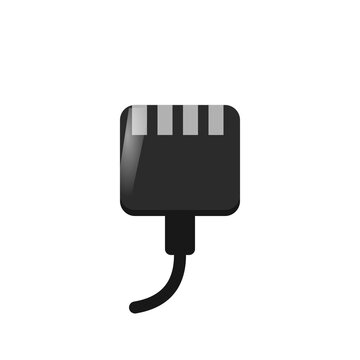 Flat vector ethernet network cable connector plug icon for internet data communication and computer hardware technology design