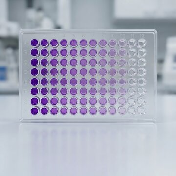Microplate with Purple Liquid Gradient for Laboratory Assay
