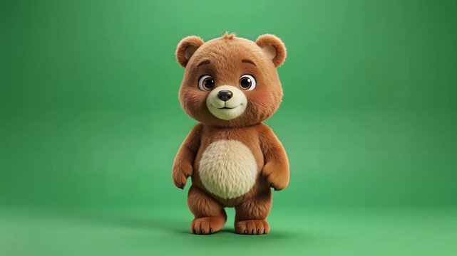 Dancing bear performs a fun routine on a chroma key green background