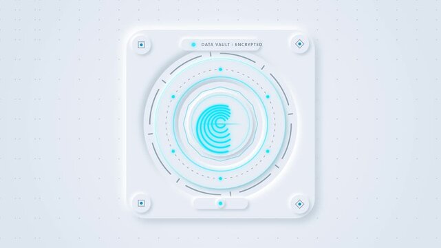Futuristic Biometric Security Vault HUD with Encryption Rings