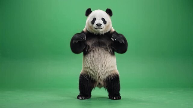 Dancing bear performing funny movements on a green screen background