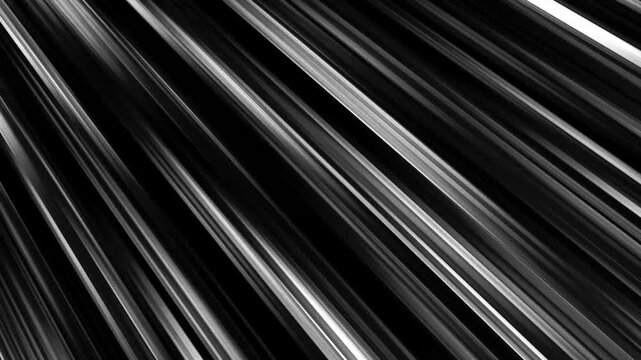 Video of abstract black and white diagonal speedlines moving rapidly right on black background