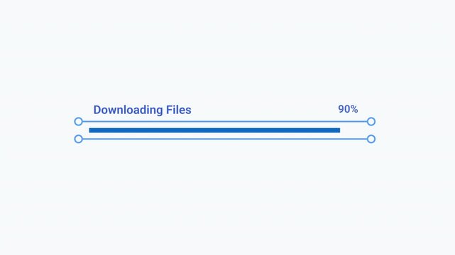 Animated blue progress bar showing Downloading Files status with a clean minimal interface design for software, technology, file transfer, data processing, and digital workflows.