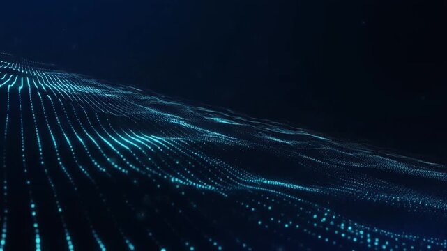Abstract digital wave background with glowing blue particles and futuristic technology concept