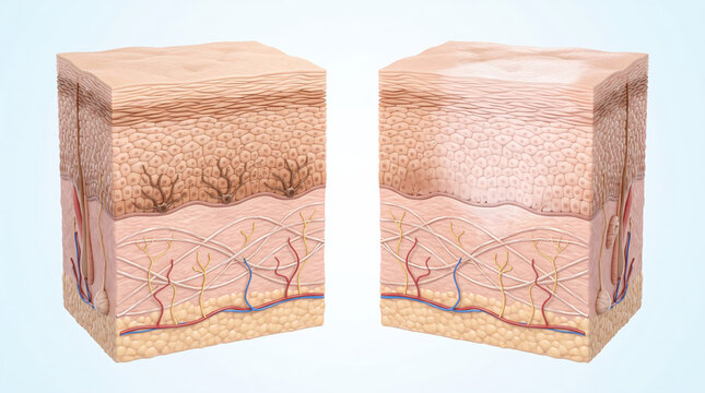 Healthy Skin vs Vitiligo, 3D Medical Anatomy Comparison