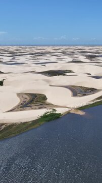 Paulino Neves Skyline In Paulino Neves Maranhao Brazil. Sand Dunes And Lagoons Forming During The Rainy Season. Tropical Skyline. Seaside Beach. Paulino Neves Maranhao.
