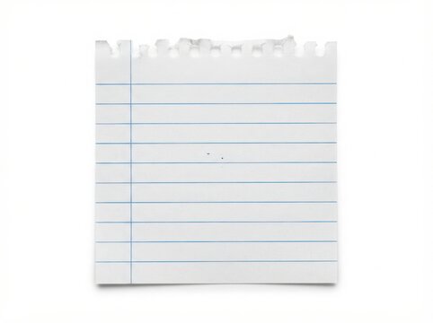 Blank lined notepad paper sheet isolated on white