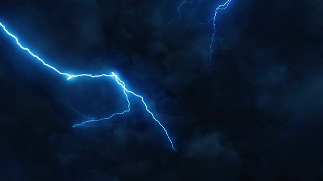 Camera Fly Through 3d animated dark stormy clouds with lightning bolts background