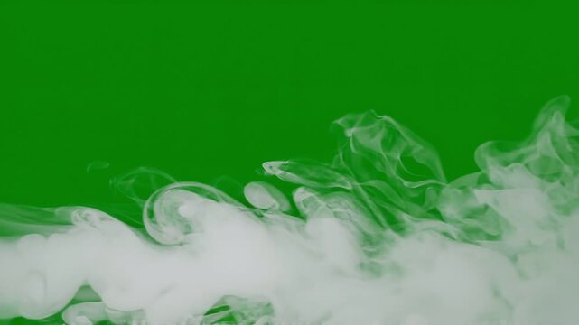 Realistic Ground Fog Low White Smoke Passing by on Green Screen Chroma Key 4K Stock Footage for Video Editors Cinematic VFX Mist Steam Vapor Atmosphere Overlay Transition Horror Scene Animation Flow