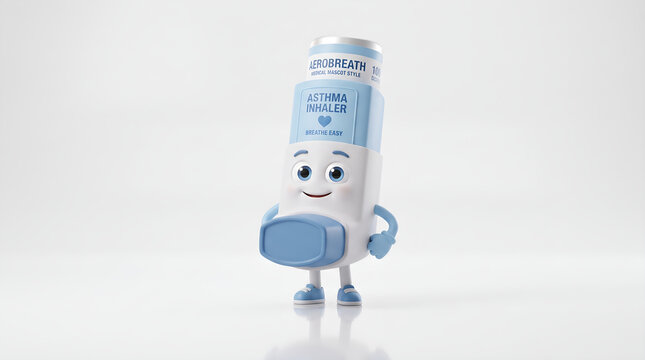 Friendly Inhaler Cartoon Character for Asthma Relief