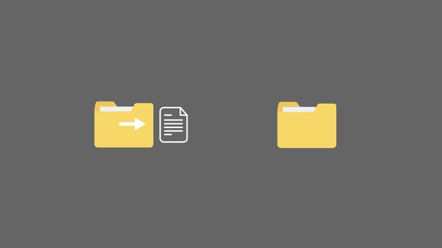 Digital file transfer animation: moving document into folder