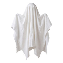 White ghost costume made of a bed sheet