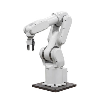 Industrial robotic arm isolated on white background
