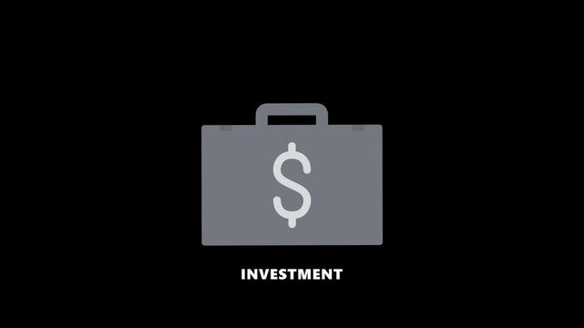 Minimal animated investment briefcase icon representing financial planning, investment management, business assets and wealth management concepts.