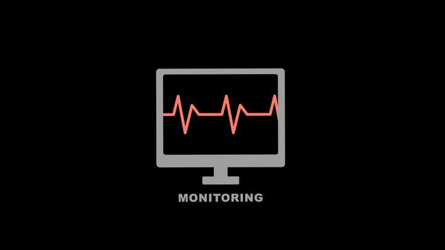 Minimal animated monitor displaying a financial activity graph, representing market monitoring, financial analysis, business performance and data tracking.