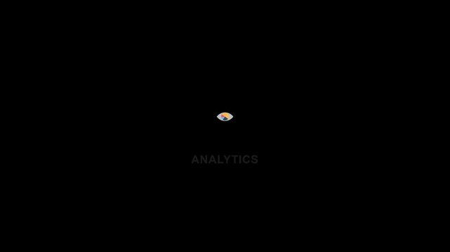 Minimal animated eye symbol representing financial analytics, business observation, data analysis, market insight and performance monitoring.