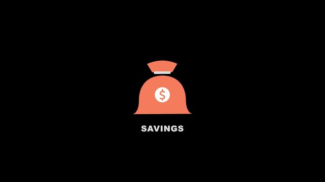 Minimal animated money bag icon representing savings, financial reserves, wealth accumulation and personal money management.