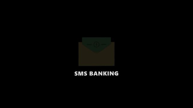 Minimal animated envelope icon representing SMS banking, mobile financial notifications, banking communication and digital payment services.