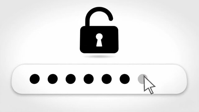 Padlock icon with password input field and mouse cursor
