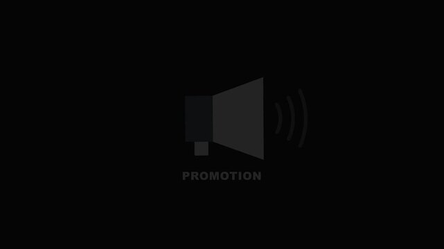 Minimal animated megaphone icon representing business promotion, advertising, marketing campaigns, sales communication and commercial announcements.