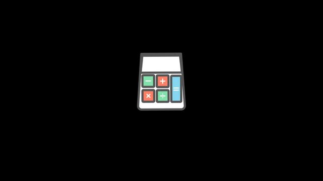 Minimal animated calculator icon representing accounting, budgeting, financial calculations, expense management and business finance.