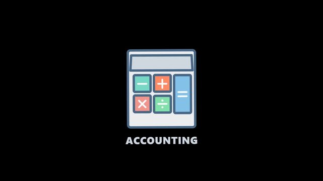 Minimal animated calculator representing accounting, bookkeeping, financial management, budget calculation and business expense analysis