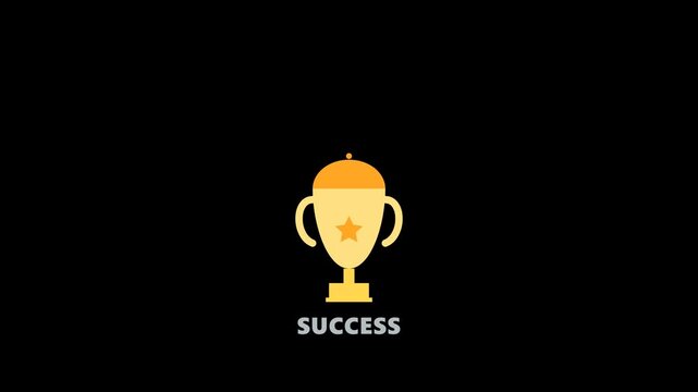 Minimal animated golden trophy representing financial achievement, investment success, business goals and positive economic performance.