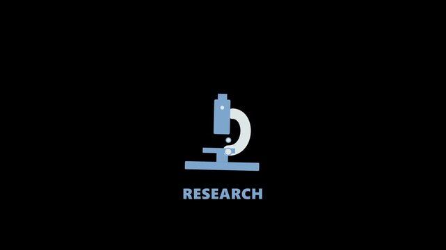 Minimal animated microscope icon representing financial research, market investigation, business analysis, data research and economic studies.