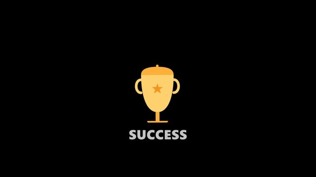 Minimal animated trophy icon representing business success, achievement, financial growth, performance and professional accomplishment.