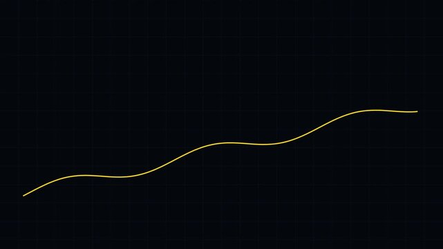Abstract yellow wavy line on dark grid background