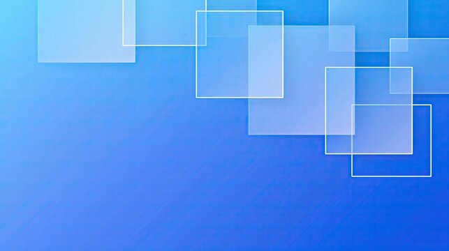 Blue gradient tech geometric square abstract background, transparent wireframe blocks, minimalist business technology banner design
