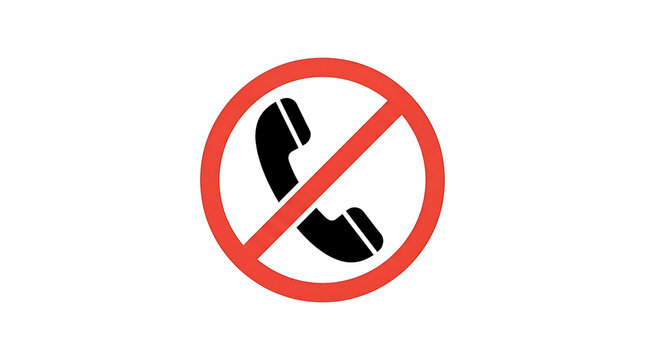 Prohibited phone call icon with red circle