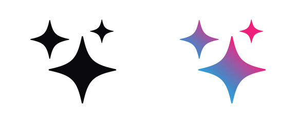 AI sparkle magic shine icon set with colorful gradient stars for modern artificial intelligence branding features and creative technology icons © anamull2004