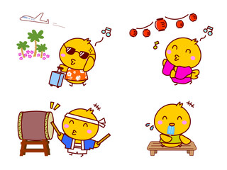夏を楽しむひよこセット02 © twomoons