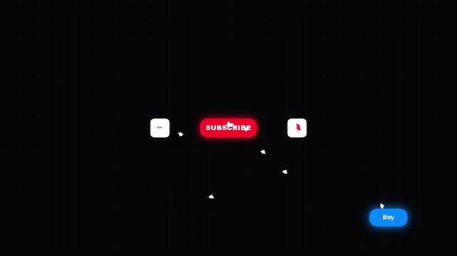 Animated subscribe and buy button overlay for social media marketing and e-commerce call to action