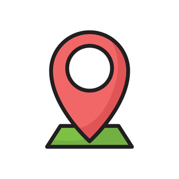 Location Pin Line Color Icon