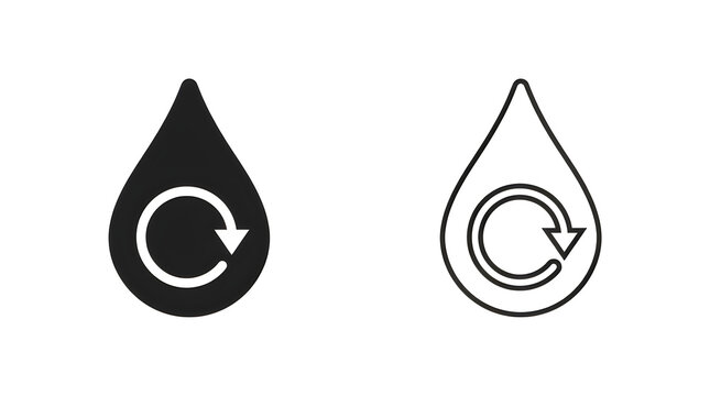 Water droplet with circular arrow inside