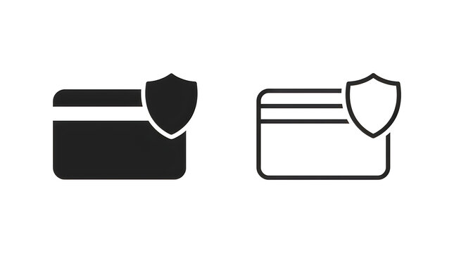 Secure credit card and payment icons with shields