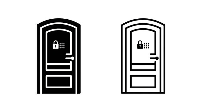 Secure smart door lock icon illustration