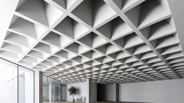 Inverted White Geometric Pyramidal Coffers Architectural Background