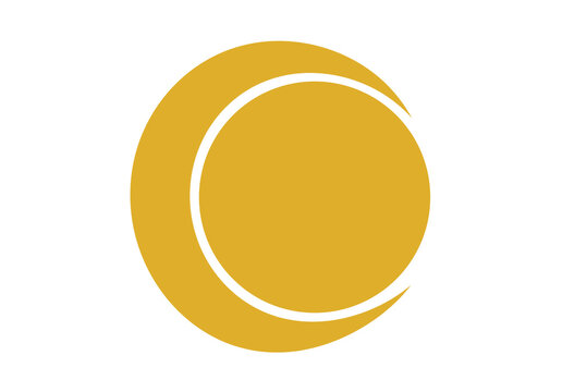 Elegant Gold Crescent Moon and Sun Eclipse Celestial Element Emblem